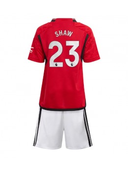 Manchester United Luke Shaw #23 Dječji Domaci Dres kompleti 2023-24 Kratak Rukavima (+ kratke hlače)